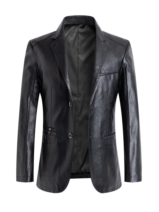 chouyatou Other - NEW Men’s chouyatou Slim Moto Faux Leather Blazer Suit Jacket Black
